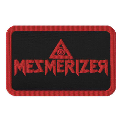 Mezmerizer - Embroidered patch (Logo and symbol in red, + red border)