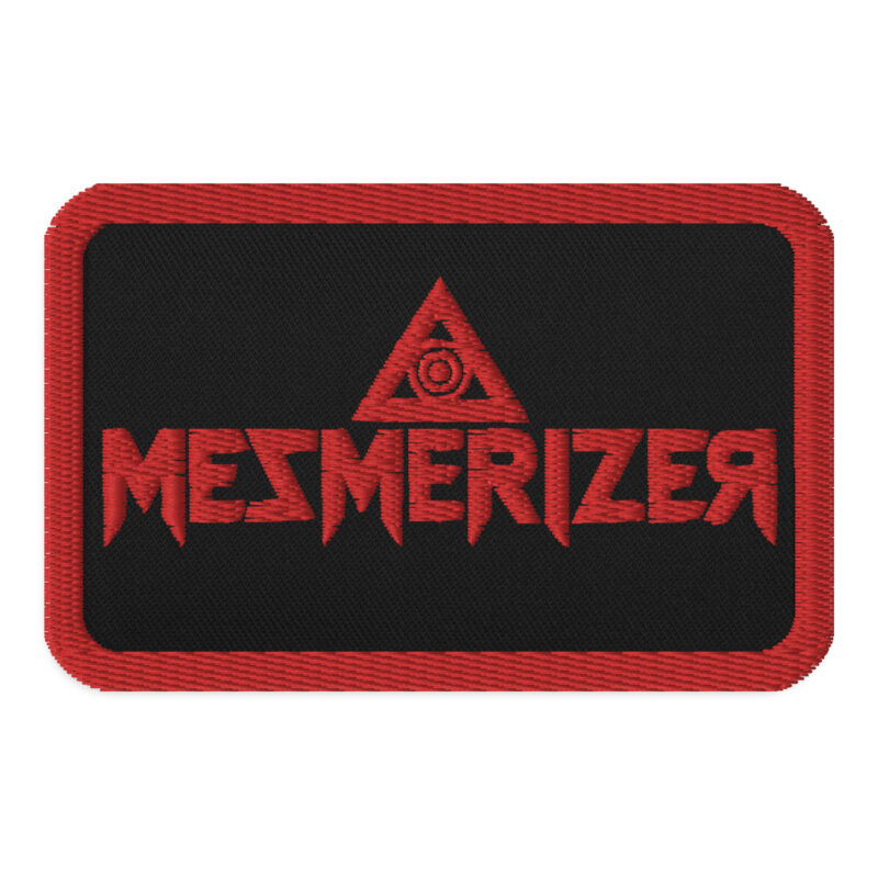 Mezmerizer - Embroidered patch (Logo and symbol in red, + red border)