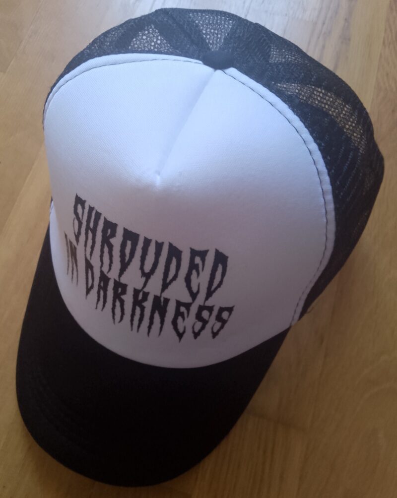 Shrouded In Darkness - Trucker cap (Black/white w/ logo, DTF) - Image 3